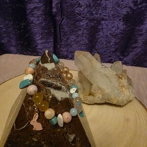 Multicolor Beaded Bracelet with Bunny Charm